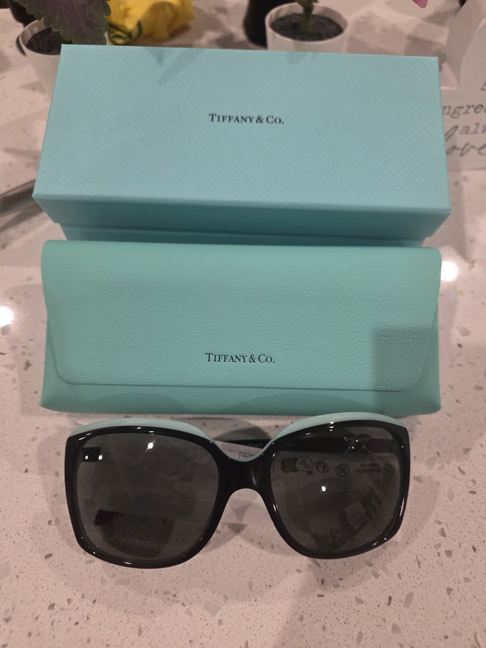 Tiffany & Co. Black Sunglasses with Tiffany Blue Accents